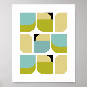 Deense moderne Turquoise - gele geometrische vorme Poster
