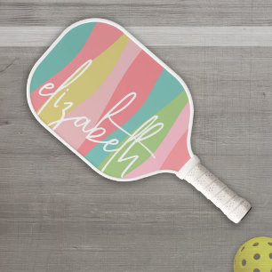 Deense Pastels Line Art Curves - enorme handtekeni Pickleball Paddle