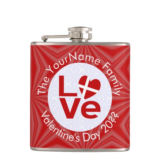 Deense rode Love Flag gepersonaliseerd Heupfles (Voorkant)