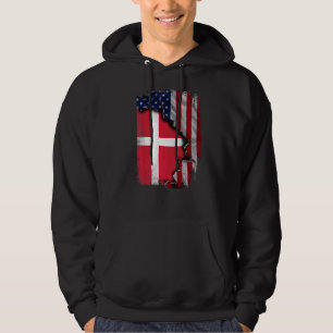 Deense ROOTS halve Amerikaanse vlag Denemarken Hoodie