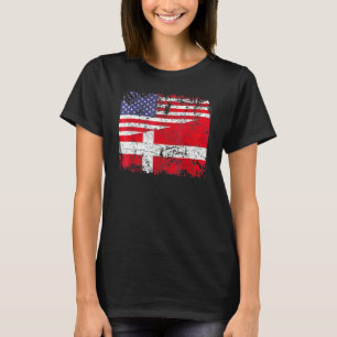 Deense rots halve Amerikaanse vlag Denemarken patr T-shirt