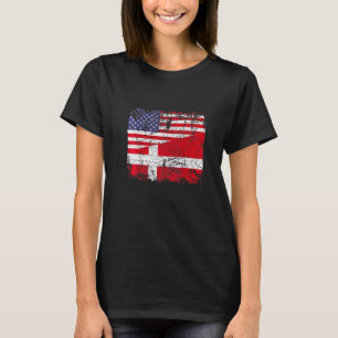 Deense rots halve Amerikaanse vlag Denemarken T-shirt