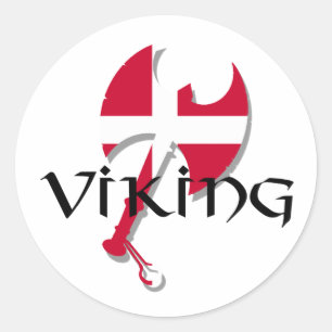 Deense Viking Deense vlag Ax Ronde Sticker
