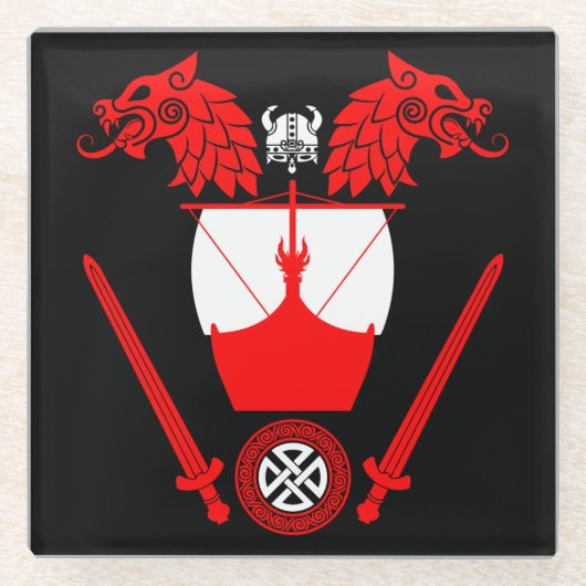 Deense Viking Glazen Onderzetter (Voorkant)