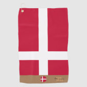 Deense vlag & Denemarken, monogrammed/Golf Towel Golfhanddoek (Voorkant)