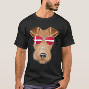 Deense vlag Draad Fox Terriër Hond Denemarken Pock T-shirt