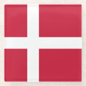 Deense vlag glazen onderzetter (Voorkant)
