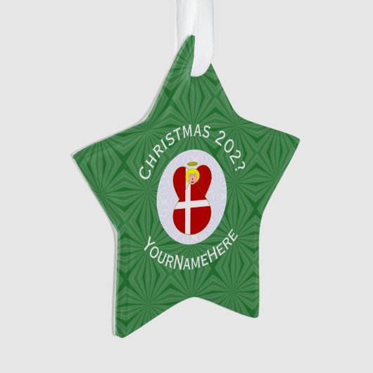 Deense vlag Kerstnaam Ornament (voorkant)