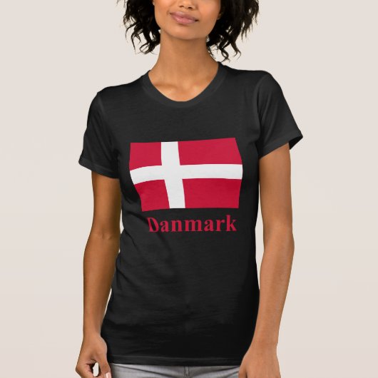 Deense vlag met naam in het Deens T-shirt (Voorkant)