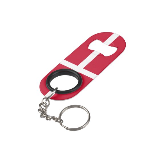 Deense vlag mini flessenopener (Achterkant Gekanteld)