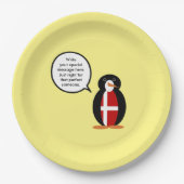 Deense Vlag Pratende Ms. Penguin Gepersonaliseerd Papieren Bordje (Voorkant)