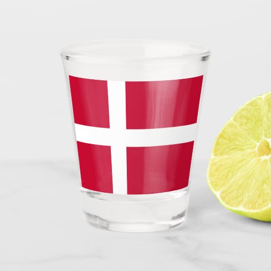 Deense vlag shot glas (Voorkant)