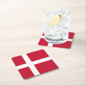 Deense vlag vierkante kartonnen onderzetter (Insitu)