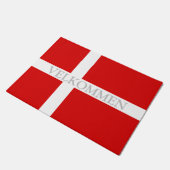 Deense vlag welkom deurmat - Velkommen (Schuin)