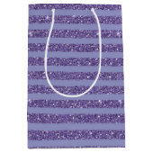 Deep Amethyst Glitter Style Horizontal Stripes  Medium Cadeauzakje (Voorkant)
