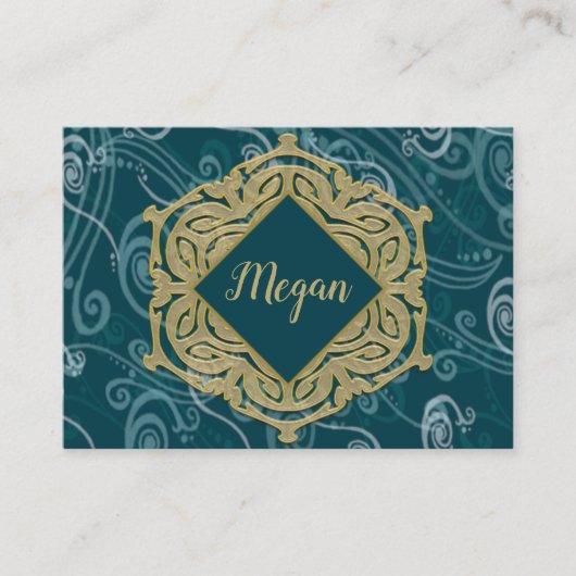 Deep Aqua en Gold Visitekaartje (Voorkant)