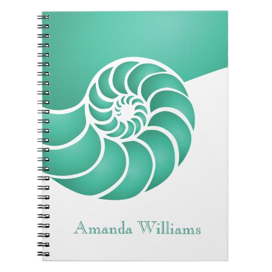 Deep Aqua Nautilus Shell Custom Nautical Notitieboek (Voorkant)