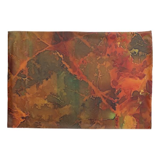 Deep Autumn Rich Aardse Abstracte Herfst Kussensloop (Achterkant-Links)