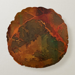 Deep Autumn Rich Aardse Abstracte Herfst Rond Kussen