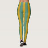 Deep Blauwgroen en Spicy Mustard Stripe Monogram Leggings (Achterkant)