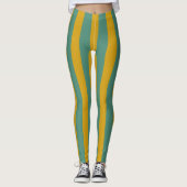Deep Blauwgroen en Spicy Mustard Stripe Monogram Leggings (Voorkant)