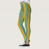 Deep Blauwgroen en Spicy Mustard Stripe Monogram Leggings (Links)