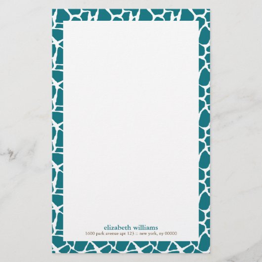 Deep Blauwgroen Giraffe Pattern Briefpapier (Voorkant)