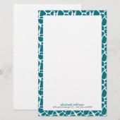 Deep Blauwgroen Giraffe Pattern Briefpapier (Voorkant / Achterkant)