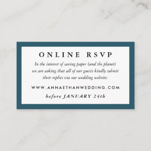 Deep Blauwgroen Wedding Online RSVP-kaart Informatiekaartje
