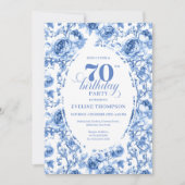 Deep Blue 70th Birthday Elegant Party Invitation (Devant)