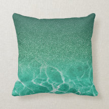 Deep Blue Aqua Glitter Pillow