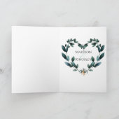 Deep Blue Bloemen Elegante herfst bruiloft Bedankkaart (Binnen)