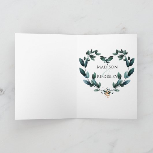 Deep Blue Bloemen Elegante herfst bruiloft Bedankkaart (Binnen)