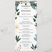 Deep Blue Bloemen Elegante herfst bruiloft Menu (Voorkant)