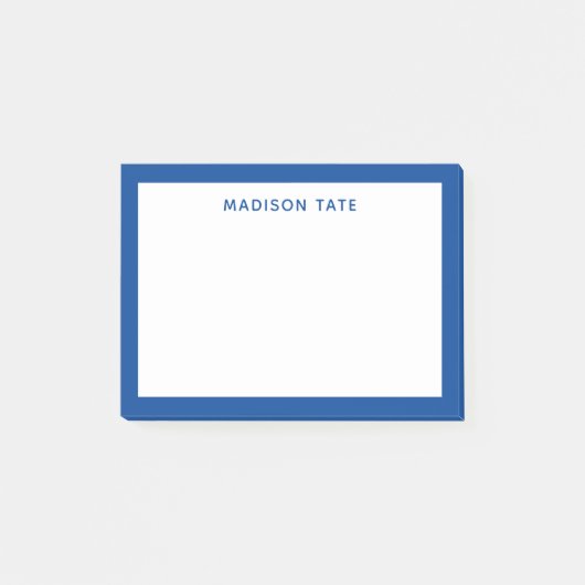 Deep Blue Border Moderne Monogram Professional Post-it® Notes (Voorkant)