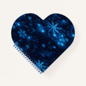 Deep Blue & Bright Snowflakes Heart Notitieboek (Voorkant)