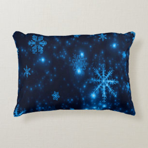 Deep Blue & Bright Snowflakes Polyester Pillow Accent Kussen