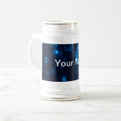 Deep Blue & Bright Snowflakes Stein Voeg Jouw naam Bierpul (Voorkant links)