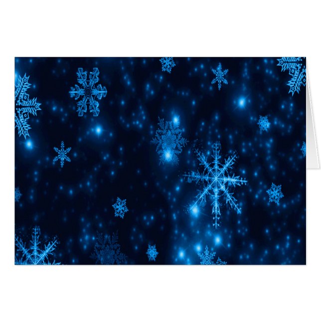 Deep Blue & Bright Snowflakes Wenskaart (Voorkant Horizontaal)