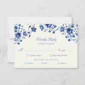 Deep Blue Chinoiserie Floral RSVP Maaltijdkeuze Ka (Voorkant)