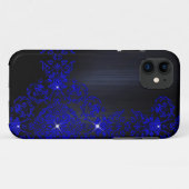 Deep Blue  Damask Case-Mate iPhone Case (Achterkant (horizontaal))