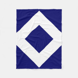 Deep Blue Diamond, blauwe, witte rand Fleece Deken