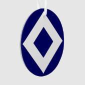 Deep Blue Diamond, blauwe, witte rand Ornament (voorkant)