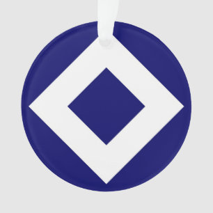 Deep Blue Diamond, blauwe, witte rand Ornament
