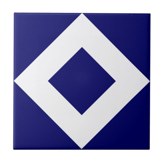 Deep Blue Diamond, blauwe, witte rand Tegeltje (Voorkant)