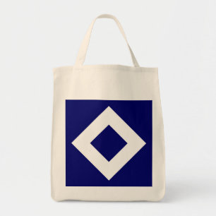 Deep Blue Diamond, blauwe, witte rand Tote Bag