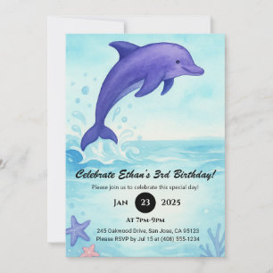Deep Blue Dolphin met Zee Stars Verjaardag Kaart