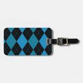 Deep Blue en Black Argyle Pattern Bagagelabel (Voorkant horizontaal)