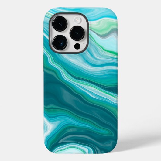 Deep Blue en Blauwgroen Green Ocean Marble Art Case-Mate iPhone Case (Achterkant)