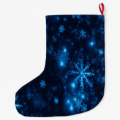 Deep Blue en Bright Snowflakes kerststopping Grote Kerstsok (Achterkant)
